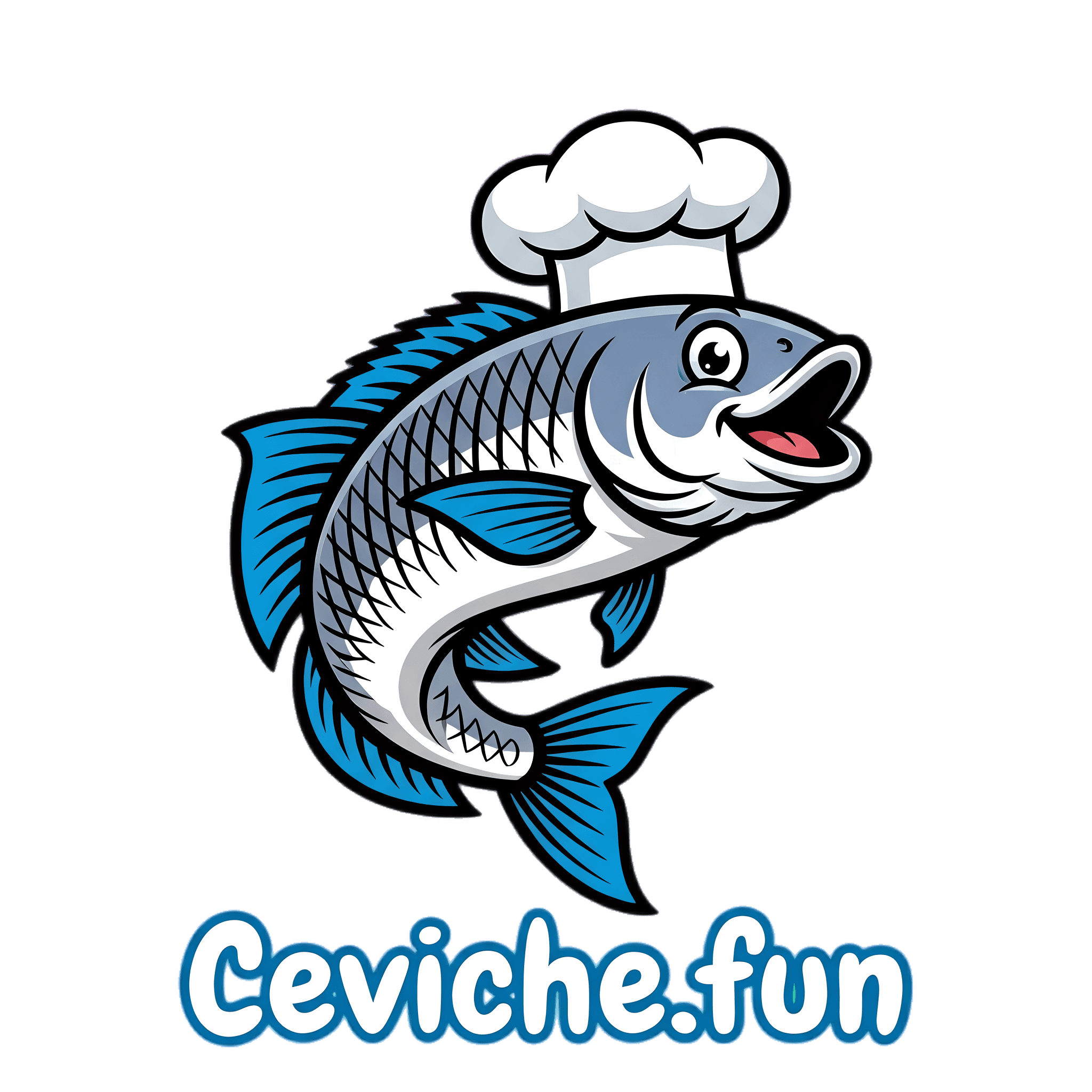 Ceviche.fun mascot, a happy fish chef